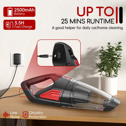 Handheld Vacuum Cordless Car Vacuum Portable With Large Dust Box, Cordless Rechargea Dust Busters Hand Vacuum Lightweight, Portable Vacuum For Home,Car,Pet Hair