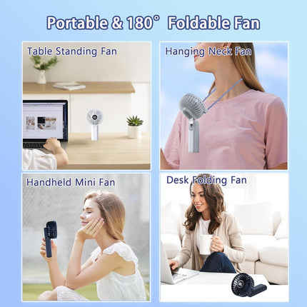 5600Mah] Hand Held Fan, Portable Fan Folding Handheld Fan For Travel, Personal Fan Battery Powered Rechargeable With Phone Charge