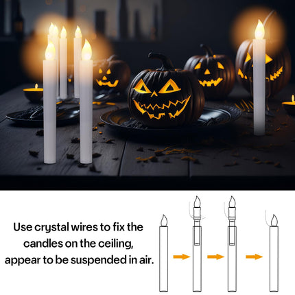 VIHOSE 36 Pcs Halloween Flameless Candles Bulk Floating Candles with Remote and Timer Flickering Hanging Candles Battery Operated Led Light for Christmas Halloween Wedding Party