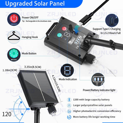 d Solar Curtain Lights 600 LED Outdoor Waterfall String Lights Waterproof 8 Modes Remote Type C Charging Hanging Twinkle Fairy Lights Dimmable for Christmas Gazebo Party Wedding Window