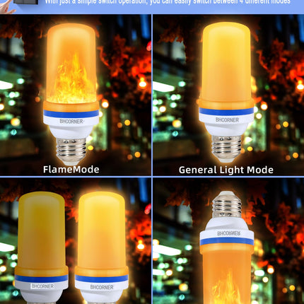 LED Flame Effect Light Bulbs - Halloween Decorations Outdoor Light Bulbs,E26/E27 Base Christmas Flickering Light Bulbs Outdoor Halloween Deco Indoor Night Fire Light Bulb (Orange 6 Pack)