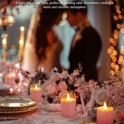 Homemory 2" x 2" Pink Timer Flickering Flameless Candles, 400+ Hour Battery Operated Votive Candles, 6Pack 3D Wick Electric Fake Candles for Wedding, Party, Christmas and Festival Celebration