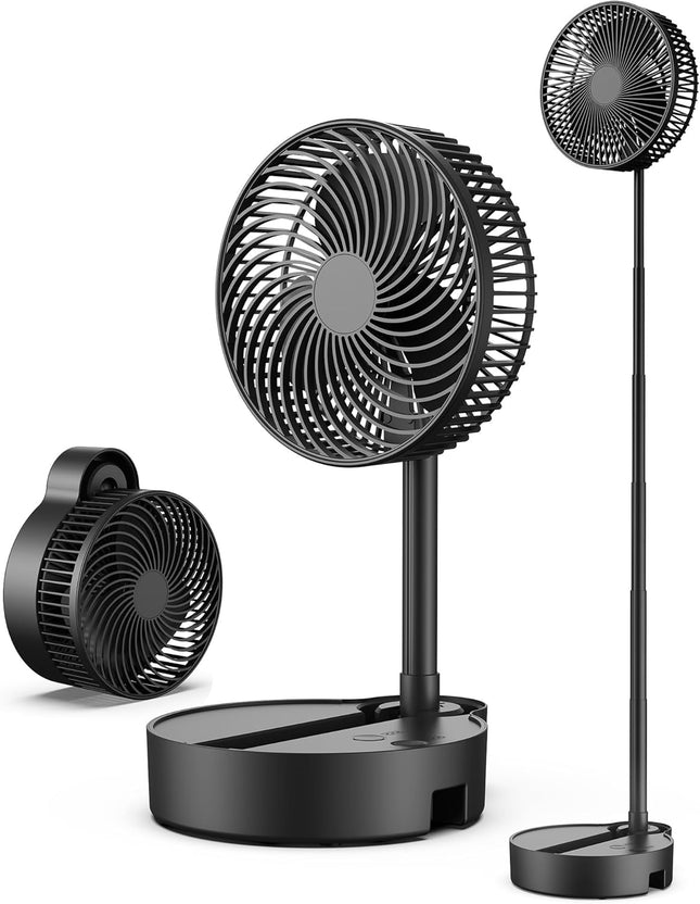 Koonie 10000Mah Portable Fan, 8 Inch Foldable Stand/Desk Fan Up To 20 Hours Night Light Battery Powered Fan Cordless Height