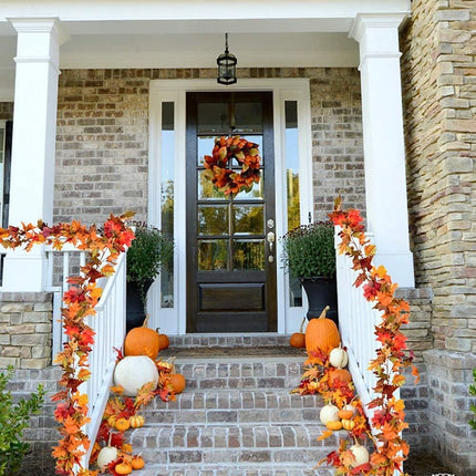 Artiflr 3 Pack Fall Maple Leaf Garland Artificial Maple Garland, Autumn Hanging Fall Leave Vines for Indoor Outdoor Wedding Thanksgiving Dinner Party Decor