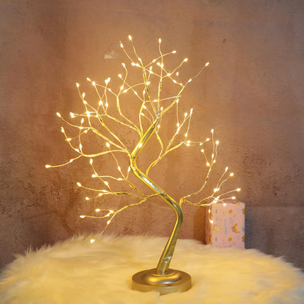 Tabletop Tree Light 108 LED Timer Function with Adjustable Twinkle Branches Bonsai Tree Lights 8 Lighting Modes Golden Branch for Room Home Bedroom Party Decor（Warm White）