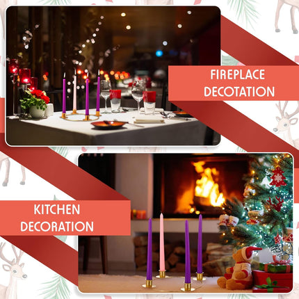 2 Pieces Advent Wreath Ring Advent Ring Candle Holder Christmas Advent Ring Wreath Table Decoration Taper Metal Candle Holder for Christmas Advent Home Decor (Round Shape)
