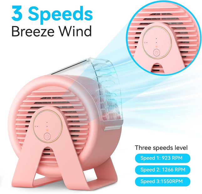 Misby Desk Fan 5.5 Inches, Small But Powerful Ultra Quiet Person Mini Fan, 60° Rotate Small Table Fan 3 Speeds Adjustable