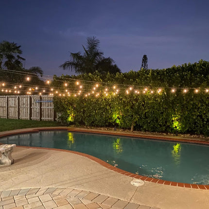 Brightech Ambience Pro Solar Powered Outdoor String Lights, 48 ft Commercial Grade Waterproof Patio Lights, 15 Edison Bulbs, Shatterproof LED String Lights for Outside, Porch - 1W Soft White