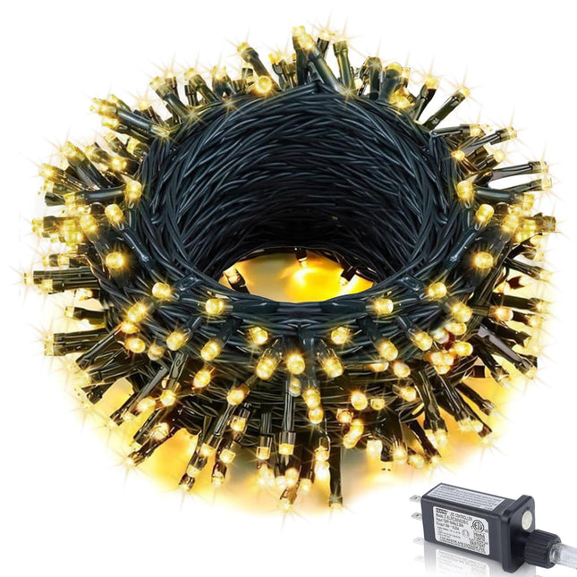 100FT 300 LED Christmas String Lights Outdoor Tree Lights Green Wire Twinkle Lights for Bedroom with 8 Modes Memory Function & Timer Plug in Xmas Decorations Holiday Indoor Decor Warm White