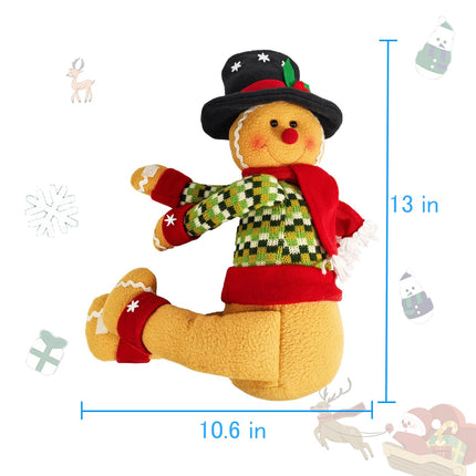 Gingerbread Man Christmas Tree Topper Decorations, Xmas Plush Stuffed Gingerbread Treetop with 12 Pcs Ginger Hanging Ornaments for Christmas Tree Wine Bottle Curtain Ornaments