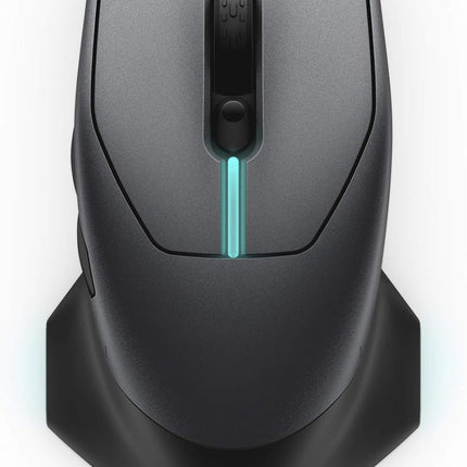 Alienware AW610M Wired/Wireless Gaming Mouse - 16000 DPI Optical Sensor, 350 Hour Rechargeable Battery Life, 7 Programmable Buttons, 16.8 million AlienFX RGB Lighting - Dark Side of the Moon