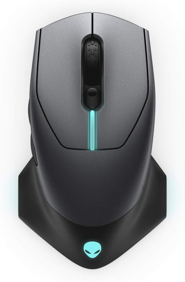Alienware AW610M Wired/Wireless Gaming Mouse - 16000 DPI Optical Sensor, 350 Hour Rechargeable Battery Life, 7 Programmable Buttons, 16.8 million AlienFX RGB Lighting - Dark Side of the Moon