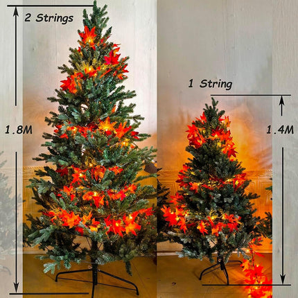 Maple Leaf String Lights Fall Garland Plug in, Autumn Leaf Fairy Lights, Fall Leaves Garland with Decorative Lights for Thanksgiving Harvest Christmas Festival Indoor Outdoor Decoration 12ft 50 Bulbs