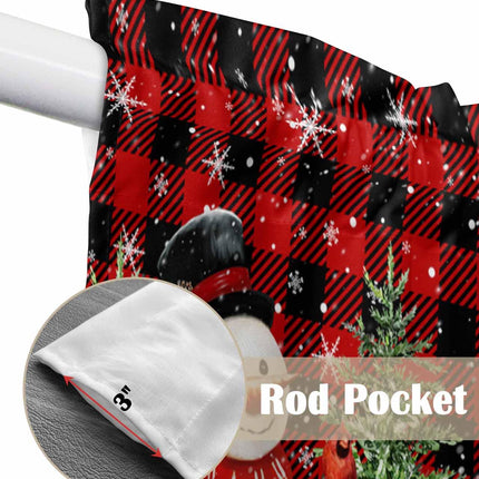 Red Plaid Snowman Christmas Swag Curtains for Living Room/Bedroom, Elk Tree Snowflake Xmas Swag Kitchen Curtain Valances for Windows, Tier Topper Scalloped Curtain 2 Panels, 72" W x 36" L