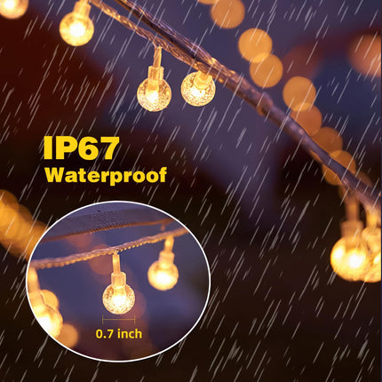 XZAI Globe String Lights, Crystal Globe Fairy String Lights Battery Operated with 33 Foot 80LED, Remote, IP67 Waterproof Indoor Outdoor Hanging Decorative Lights for Home Party Patio Garden