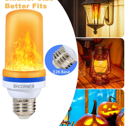 LED Flame Effect Light Bulbs - Halloween Decorations Outdoor Light Bulbs,E26/E27 Base Christmas Flickering Light Bulbs Outdoor Halloween Deco Indoor Night Fire Light Bulb (Orange 6 Pack)