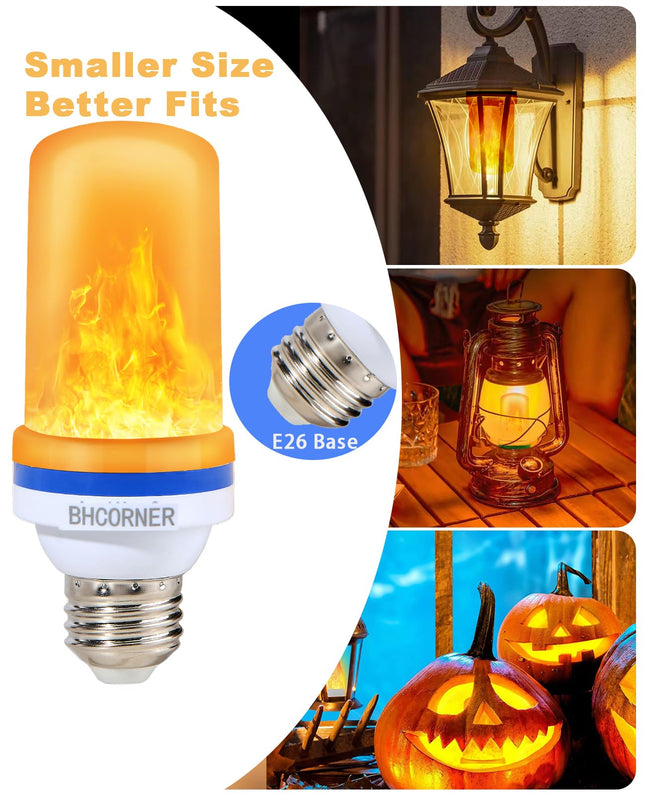 LED Flame Effect Light Bulbs - Halloween Decorations Outdoor Light Bulbs,E26/E27 Base Christmas Flickering Light Bulbs Outdoor Halloween Deco Indoor Night Fire Light Bulb (Orange 6 Pack)