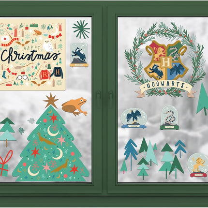 Conquest Journals Harry Potter Holidays at Hogwarts Window Clings, Over 50 Individual Window Clings Celebrating The Holidays at Hogwarts, Reusable, No Residue