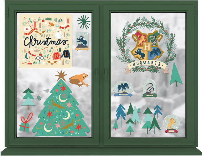 Conquest Journals Harry Potter Holidays at Hogwarts Window Clings, Over 50 Individual Window Clings Celebrating The Holidays at Hogwarts, Reusable, No Residue