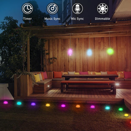 Outdoor Ground Lights 15 Pack, Smart RGBICW Pathway Lights, IP67 Waterproof Landscape Lighting, Christmas Outdoor Decoration for Garden, Yard, Patio, Lawn Decor