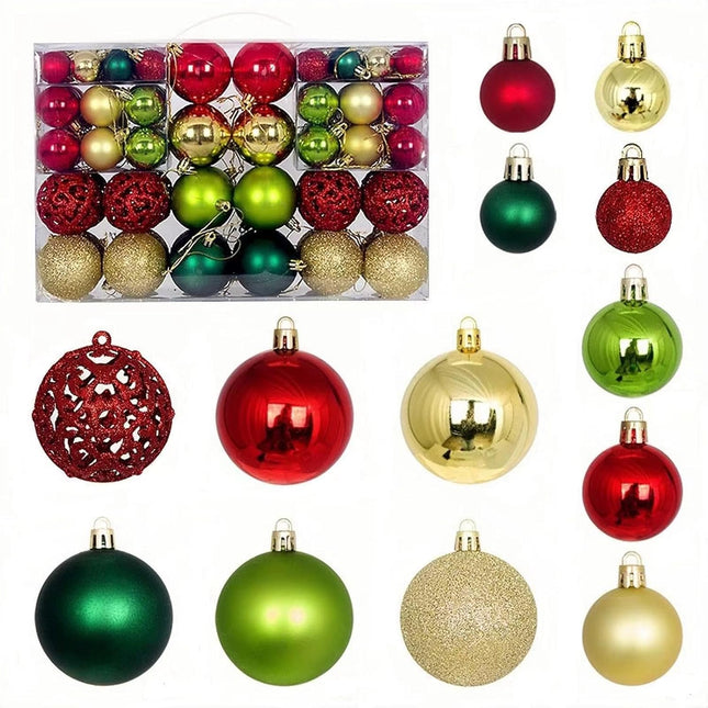 100Pcs Gold Green Red Mixed Christmas Balls Ornaments for Xmas Christmas Tree - Shatterproof Christmas Tree Decor Hanging Ball for Holiday Wedding Party Decoration Mixed Size & Color
