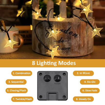 Twinkle Solar Star String Lights Outdoor Waterproof Fairy Lights 39FT 100 LED with 8 Lighting Modes for Camping Garden Wedding Party Tree Holidays Backyard Patio(Warm White)