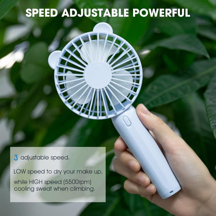 Milprox Mini Handheld Fan, Updated Light Portable Personal Hand Fan Battery Operated Usb Rechargeable 3 Speed Adjustable Cute Fan