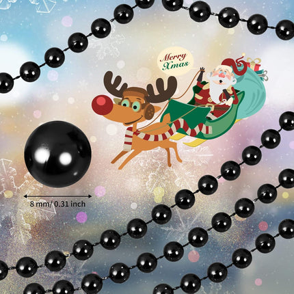 32.8 Feet Christmas Bead Garland Xmas Artificial Pearls Beads Garland Christmas Tree Garland Chain Decorations for Xmas Tree Holiday Wedding DIY Decoration Supplies (Black)