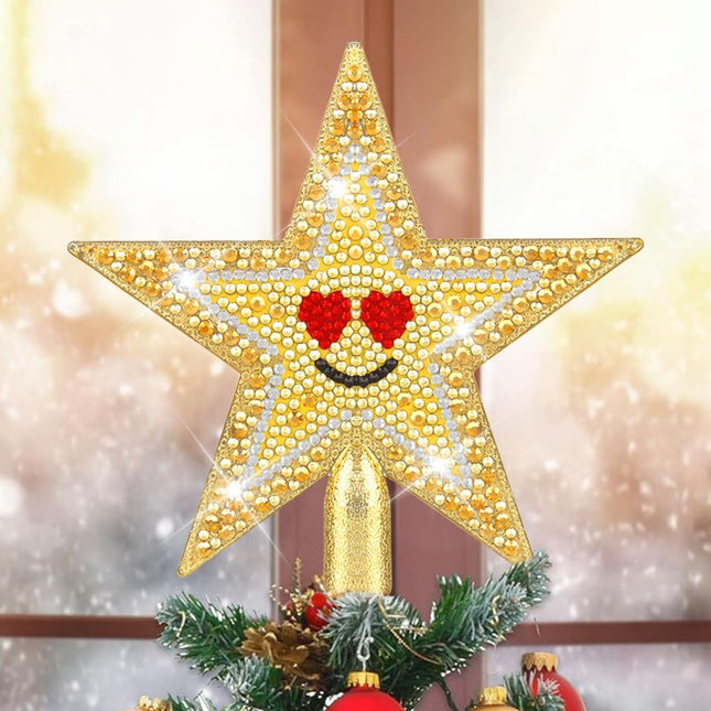 Diamond Art Painting Mini Christmas Tree Topper，Diamond Art Star Topper for Christmas Tree，Christmas Decorative Holiday Bethlehem Star Ornament