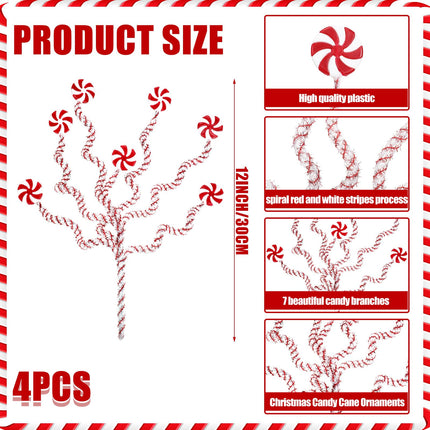Leyndo 4 Pcs Set Red White Christmas Tree Decorations Candy Cane 11.8 Inch Candy Curly Picks Lollipop Christmas Tree Topper Sticks Ornaments Christmas Tree Decor for Xmas Tree Home(7 Lollipop Set)