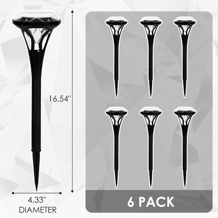 Solpex 6 Pack Diamond Solar Pathway Lights, Bright 5 Led Solar Lights Outdoor Waterproof, Up To 12 Hours Of Lighting Auto On/Off