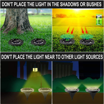 Solar Powered Ground Lights 8 Pack,Ip68 Waterproof Outdoor Led Disk Lights For Garden,NonSlip Landscape Path Lighting For Patio