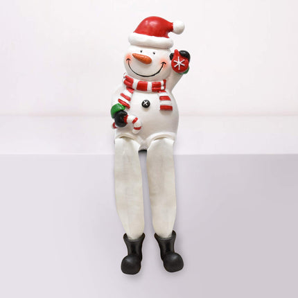 Boutique Christmas Characters Shelf Sitters Santa Snowman Elf Decorations 3 Pack Poly Resin Desk Mantel Table Topper Centerpiece Holiday Sitting Leg Figurines Winter Home Indoor Party Accessories