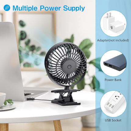 Keynice Usb Desk Fan, 4 Inch Small Clip Fan, 3 Speeds Personal Table Fans With Sturdy Clamp, Strong Airflow Fans For Bedroom, 360
