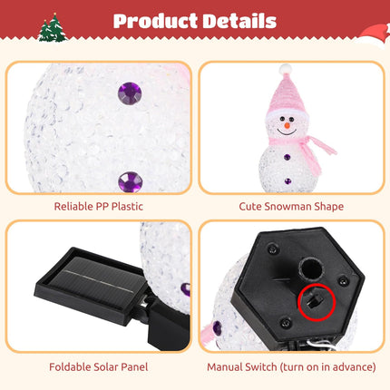 4 PCS Solar Snowman Light Decorations, Solar Christmas Snowman Stake Light, Outdoor Waterproof Solar Powered Garden Snowman Lights, Christmas Yard Decor, Decorative Pathway LED Light