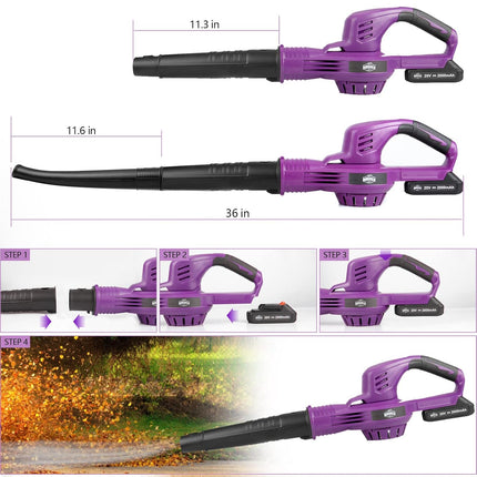 Cordless Leaf Blower, 20V 150MPH Electric Cordless Leaf Blower with Battery & Charger, 2 Section Tubes, Variable Speed, Lightweight Powerful Handheld Blower for Lawn Care, Leaf Blowing, Snow Blowing
