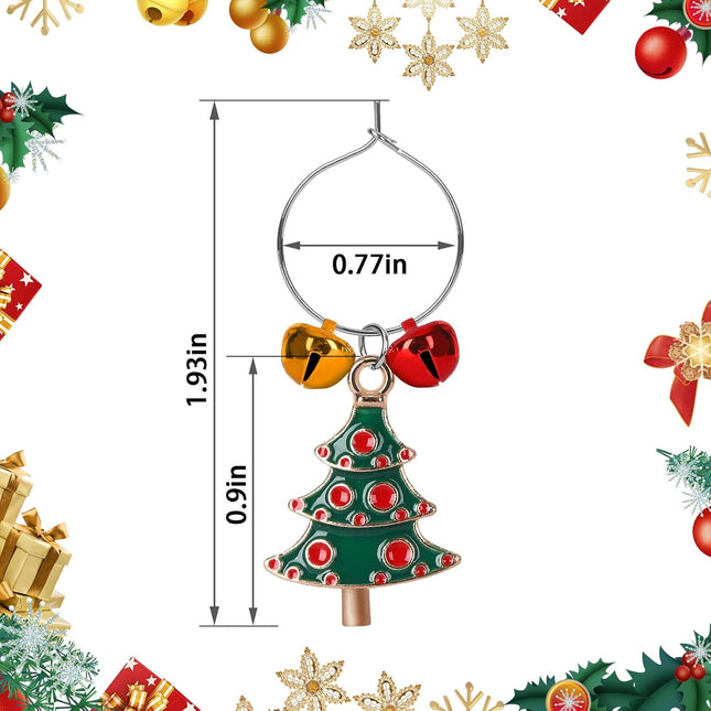 SANNIX 24pcs Christmas Wine Glass Charms Wine Glass Markers Identification Christmas Wine Charms for Stem Glasses Wine Tasting Party Favors Holiday Decorations
