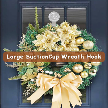 2 Pack Wreath-Hanger,22 LB Heavy Duty Waterproof Removable Suction Cup Wreath-Hooks for Halloween Christmas Décor, Wreath Holder for Window Glass Smooth Doors Tiles Welcome Sign (Grey)