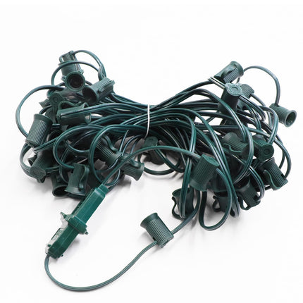 50FT C7 Light String Christmas Stringer, E12 Christmas Light Sockets 12" Spacing, C7 Stringer Set Green Outdoor String Light for Wedding Patio Event Lighting Decor, Green Wire