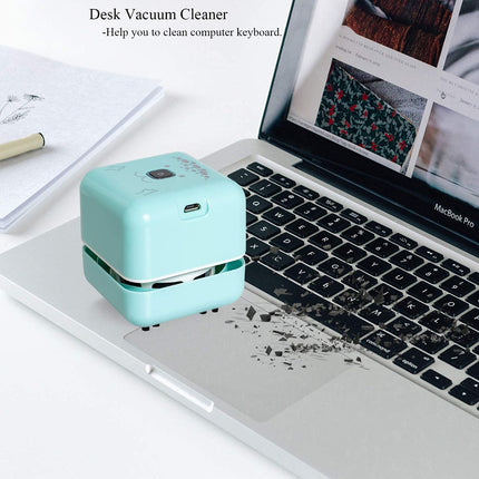 White Elephant S, Mini Desk Vacuum Cleaner, Rechargeable Desktop Vacuum Sweeper With Usb Brush As Present To Suck Up Fine Particle Bread Crumbs Dust Ash Pet Fur Eraser Wasteblue