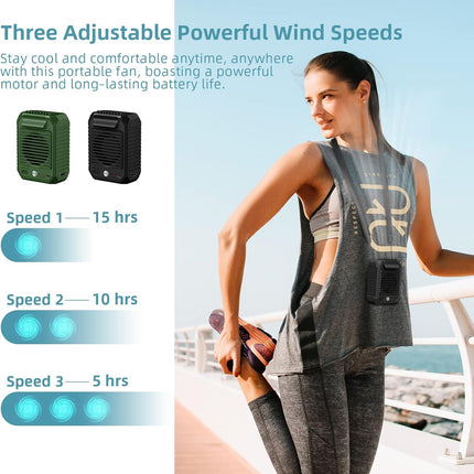 Civpower Portable Waist Clip Fan, 10000Mah Battery Personal HandsFree Belt Fan, 3 Speeds, Body Fan For Outdoor Works, Farm