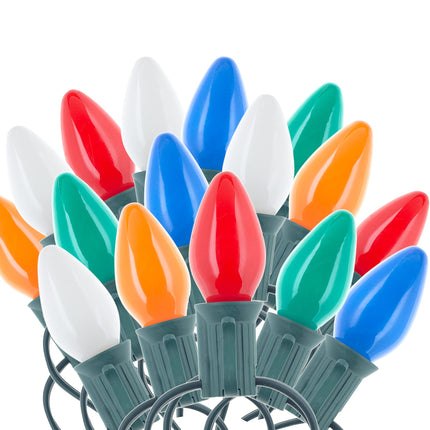 25-Pack C7 Multicolor 7-Watt Christmas Light Bulbs, Ceramic Base, Extended Life