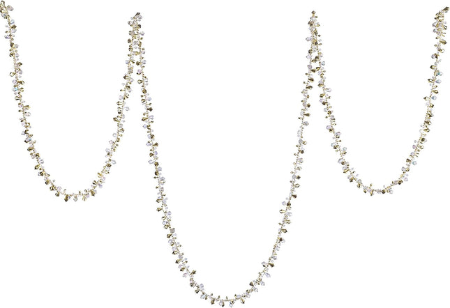 Klikel Christmas Clear Iridescent and Gold Bead Garland, Large Twist Bead String for Christmas Tree 10-feet - Set of 2 Pieces