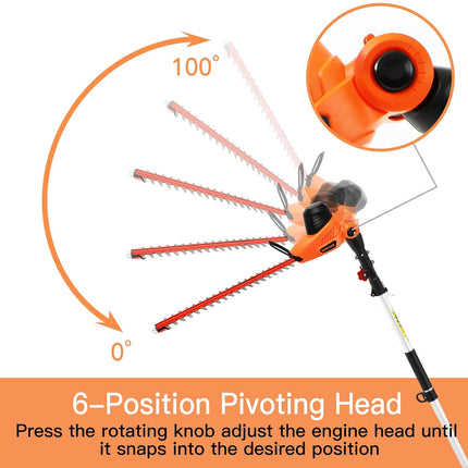 GARCARE Electric Corded Hedge Trimmer with Extension Pole 20 Inch Dual-Action Laser Blade Bush Trimmer 600W, 4.8Amp Garden Trimmers