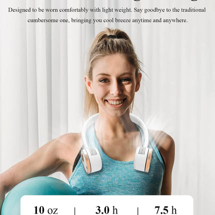 Minthouz Portable Neck Fan, 3 Speeds Wearable Personal Fan Hands Free Bladeless Fan, 2000Mah Rechargeable Battery Operated Usb