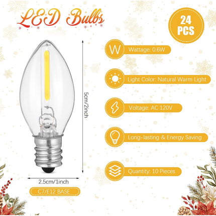 Retisee 4 Pcs Christmas 6 E12 LED Light Village Cord Accessory Cord and Outlet 11.48ft Christmas Village Light with On/Off Switch Plugs for Christmas Village Houses and Craft Decoration, White