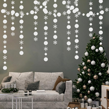 Silver Snowflake-Snow White-Christmas Party-Decorations Garland - 4pcs Winter Wonderland Hanging Streamers,Frozen Baby Shower Birthday Year Bridal Ceiling Banner Backdrop Decor Burgleda