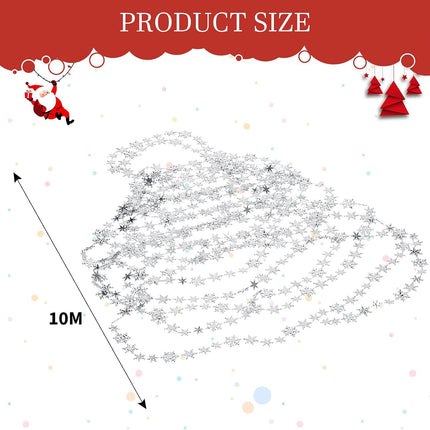 Plastic Snowflake Ornaments Winter Snowflake Hanging Garland Christmas Tree Ornaments Pendant Jewelry Handmade DIY Necklace Bracelet Supplies for Bead Curtain Hanging (Silber)