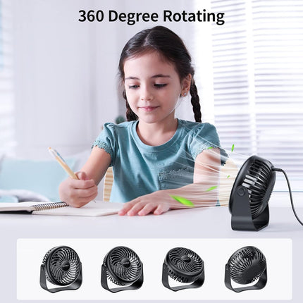 Smartdevil Usb Desk Fan, 3 Speeds Portable Mini Desktop Fan, 360° Adjustment Small Personal Table Fan For Home Office Car Outdoor
