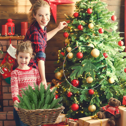 50 PCS Artificial Pine Branches Christmas Faux Pine Greenery Stems Fake Cedar Pine Needles Picks for Christmas Tree Wreath Garland DIY Crafts Holiday Home Decoration
